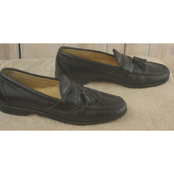 Allen Edmonds MAXFIELD 47711 Black Tassel Loafer w/ Braided Leather Size 9.5 B - Picture 2 of 6
